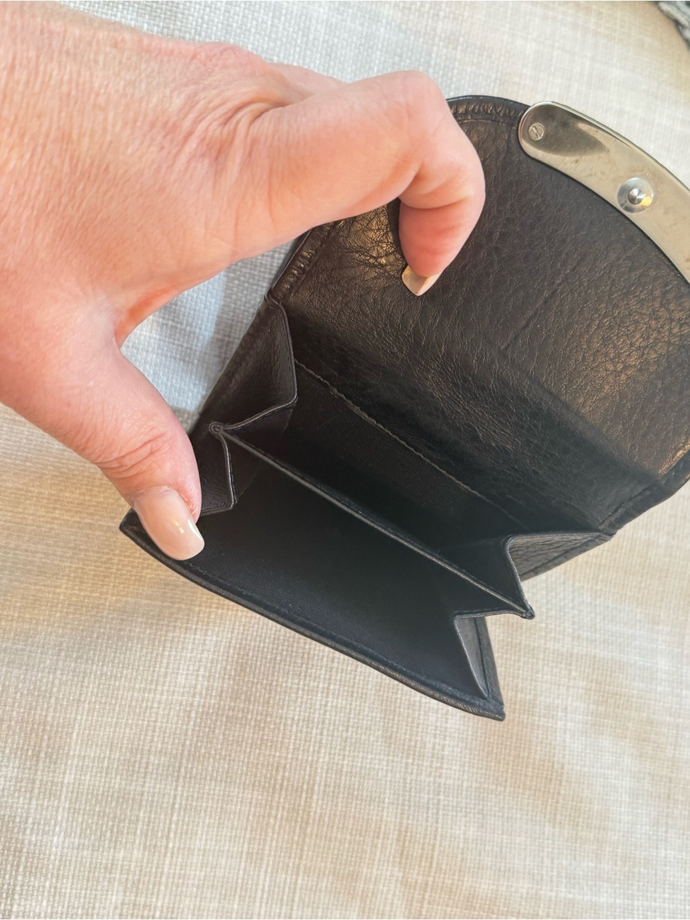 Dior Black Leather Compact Wallet with Silver-tone Bar Accent - Picture 5 of 9